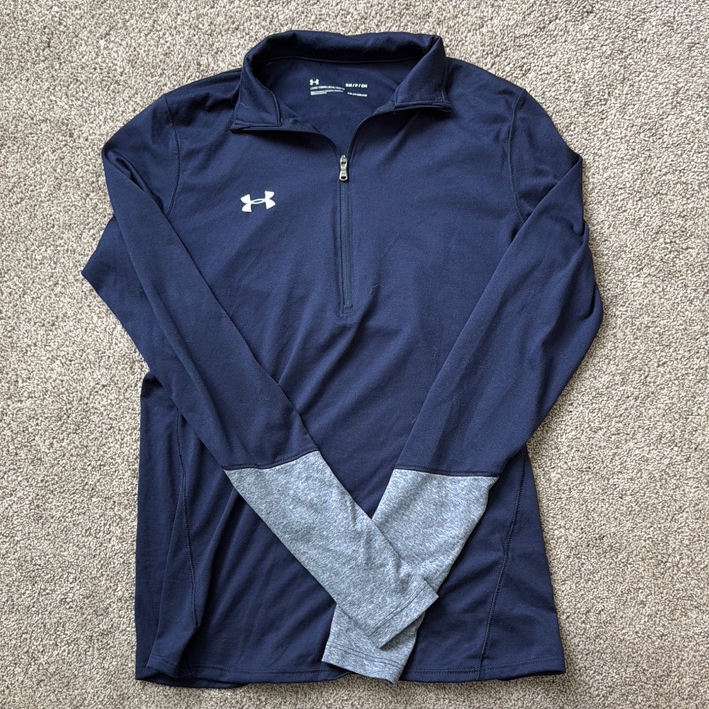 Under Armour Navy and Gray Quarter-Zip Pullover